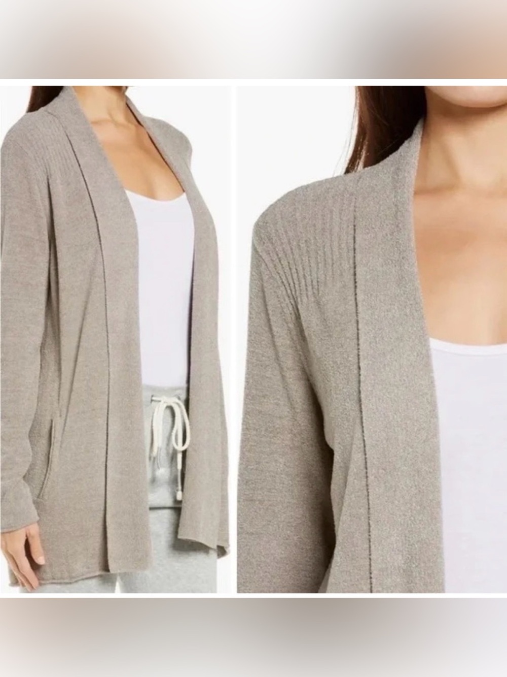 Barefoot Dreams Cozy Chic Open Front Cardigan Ultra Lite - Brown Medium